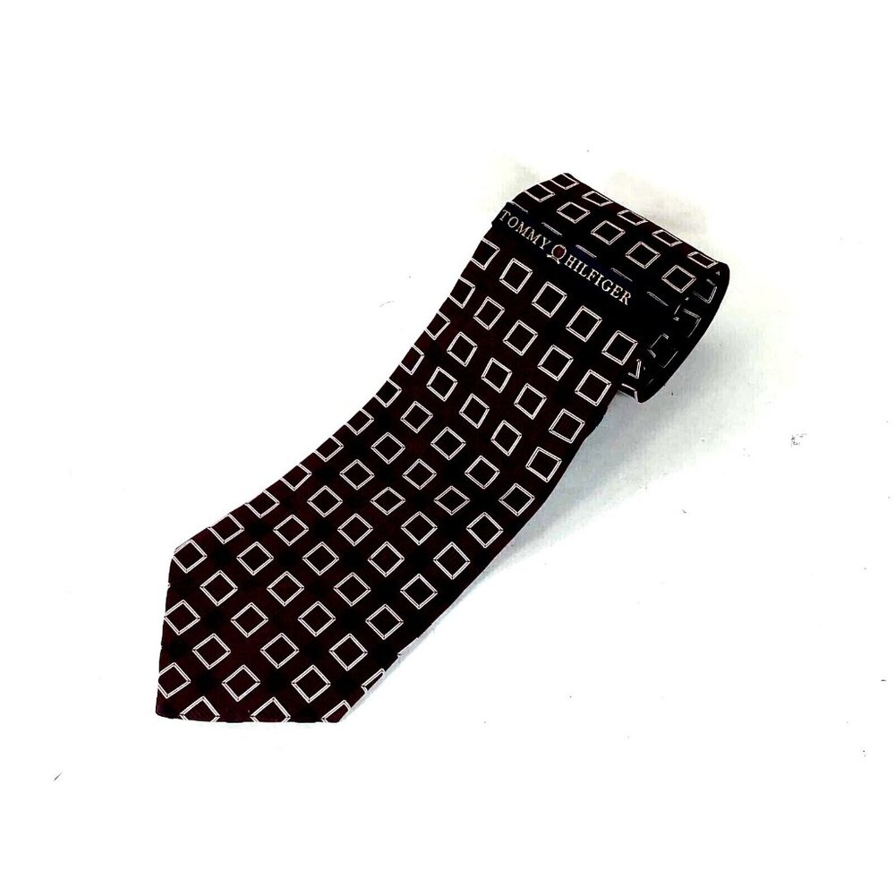 Tommy Hilfiger Men's Tie Necktie Multicolor Geometric 100% Silk Tie